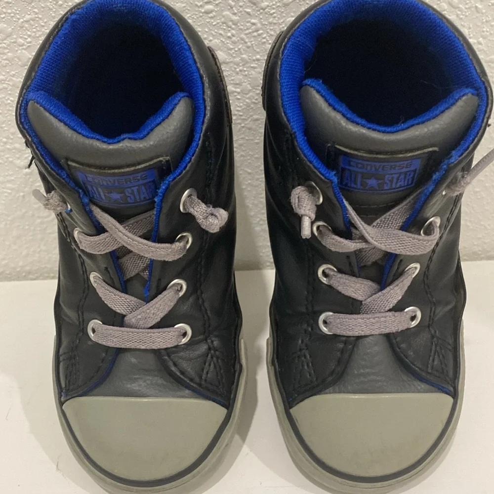 Converse All Star Hi Top Sneakers, Black/Gray, Leather, US Size 10